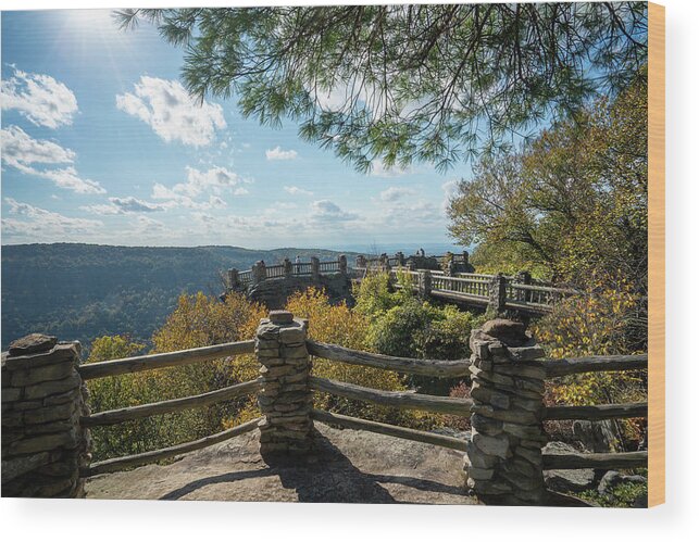 Cheat River Canyon Wood Print featuring the photograph Coopers Rock state park overlook over the Cheat River in West Vi #16 by Steven Heap