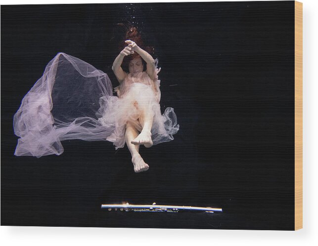 Nina Wood Print featuring the photograph Nina underwater for the Hydroflute project #5 by Dan Friend