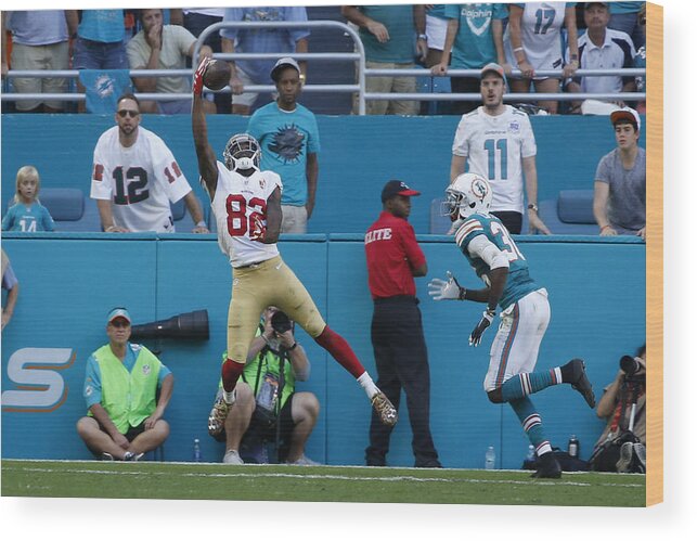 People Wood Print featuring the photograph San Francisco 49ers v Miami Dolphins #5 by Joel Auerbach