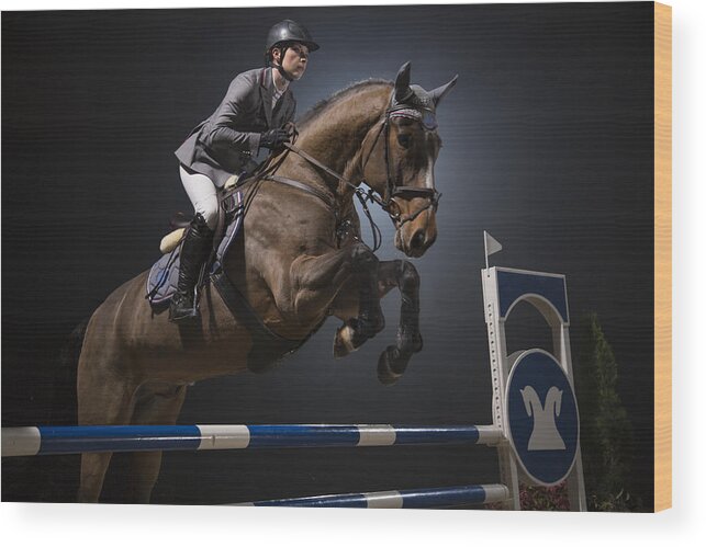 Horse Wood Print featuring the photograph Show jumping by Simonkr