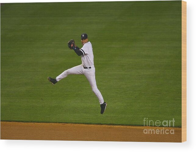 People Wood Print featuring the photograph Derek Jeter #50 by Al Bello