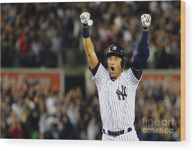 Ninth Inning Wood Print featuring the photograph Derek Jeter by Al Bello
