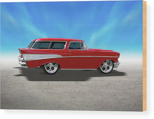 Transportation Wood Print featuring the photograph 57 Belair Nomad by Mike McGlothlen