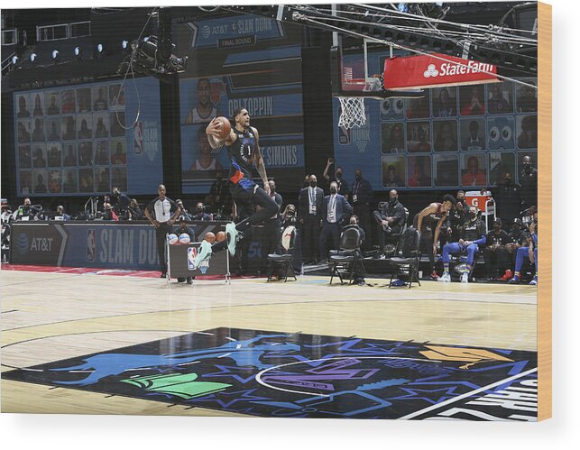 Obi Toppin Wood Print featuring the photograph 2021 NBA All-Star - AT&T Slam Dunk Contest #6 by Nathaniel S. Butler