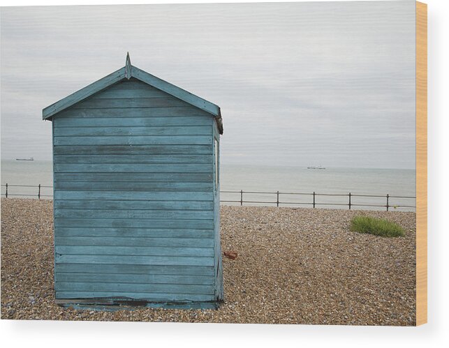 Kingsdown Wood Print featuring the photograph Beach hut at Kingsdown #6 by Ian Middleton