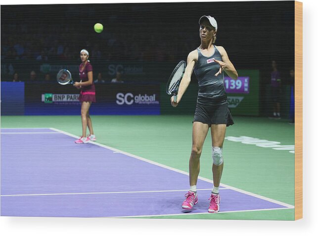 Tennis Wood Print featuring the photograph BNP Paribas WTA Finals: Singapore 2014 - Day Seven #6 by Clive Brunskill