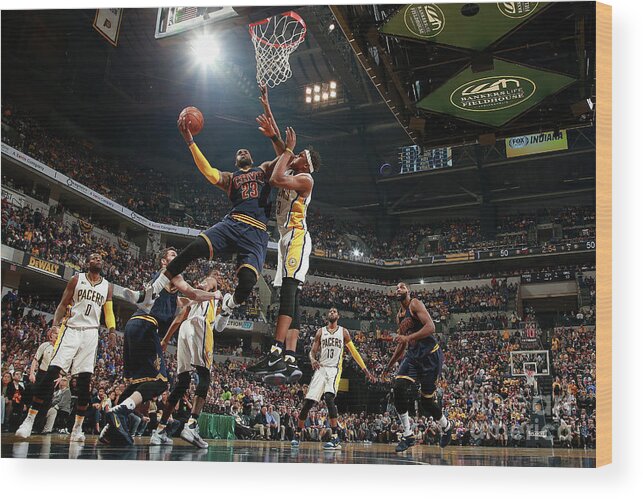 Lebron James Wood Print featuring the photograph Lebron James #6 by Jeff Haynes