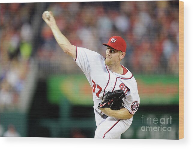 American League Baseball Wood Print featuring the photograph Stephen Strasburg by Greg Fiume
