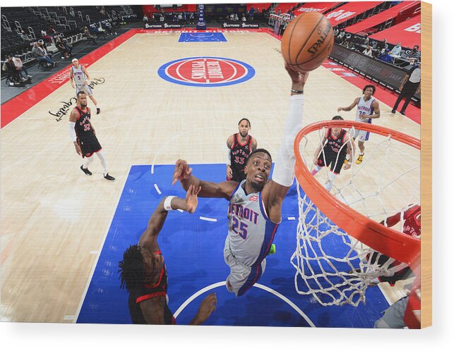 Nba Pro Basketball Wood Print featuring the photograph Toronto Raptors v Detroit Pistons by Chris Schwegler