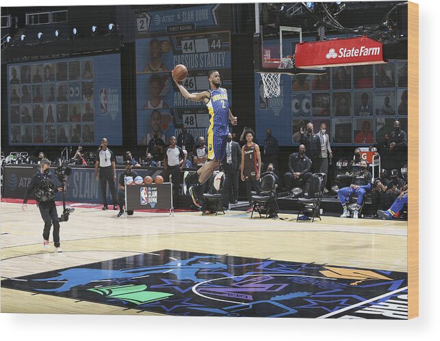 Cassius Stanley Wood Print featuring the photograph 2021 NBA All-Star - AT&T Slam Dunk Contest by Nathaniel S. Butler
