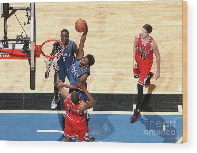 Andrew Wiggins Wood Print featuring the photograph Andrew Wiggins by David Sherman