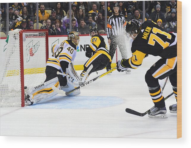 People Wood Print featuring the photograph Boston Bruins v Pittsburgh Penguins #7 by Matt Kincaid