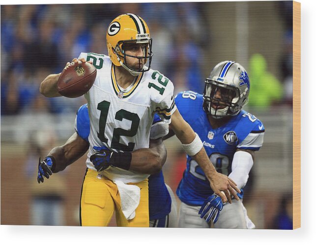 People Wood Print featuring the photograph Green Bay Packers v Detroit Lions by Andrew Weber