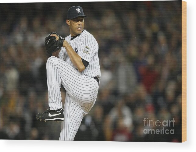 American League Baseball Wood Print featuring the photograph Mariano Rivera #7 by Nick Laham