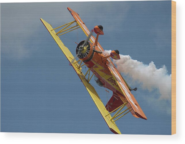Red Wood Print featuring the photograph Red and Yellow Airplane #8 by Carolyn Hutchins