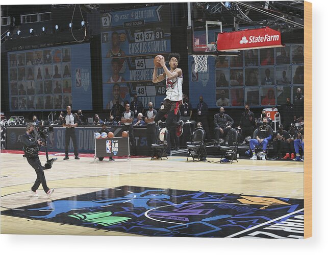 Anfernee Simons Wood Print featuring the photograph 2021 NBA All-Star - AT&T Slam Dunk Contest #8 by Nathaniel S. Butler