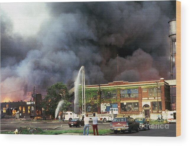 Fire Wood Print featuring the photograph 9-02-85 Passaic, NJ Labor Day Fire, Conflagration #8 by Steven Spak