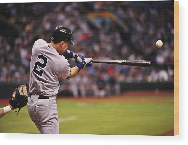 People Wood Print featuring the photograph Derek Jeter #8 by Ronald C. Modra/sports Imagery
