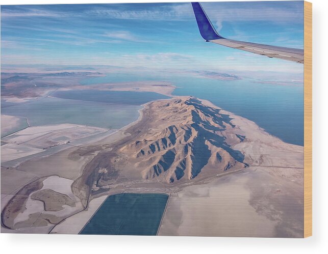 Geography Wood Print featuring the photograph Flying Over Pyramid Lake Near Reno Nevada #8 by Alex Grichenko
