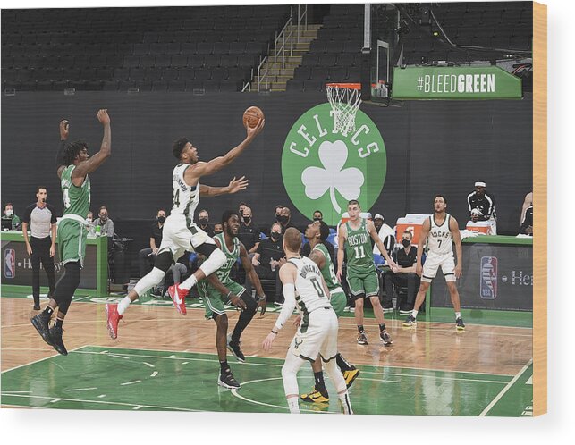 Nba Pro Basketball Wood Print featuring the photograph Giannis Antetokounmpo by Brian Babineau