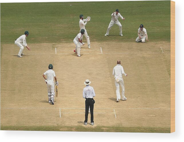 International Match Wood Print featuring the photograph Bangladesh v Australia - 2nd Test: Day 4 #9 by Robert Cianflone