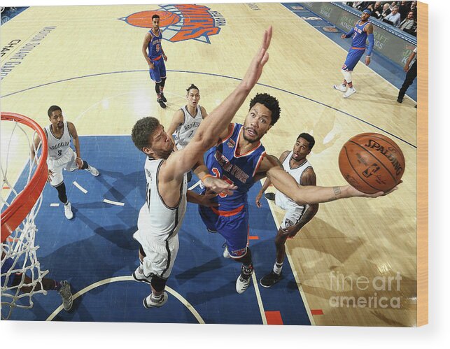 Derrick Rose Wood Print featuring the photograph Derrick Rose #9 by Nathaniel S. Butler