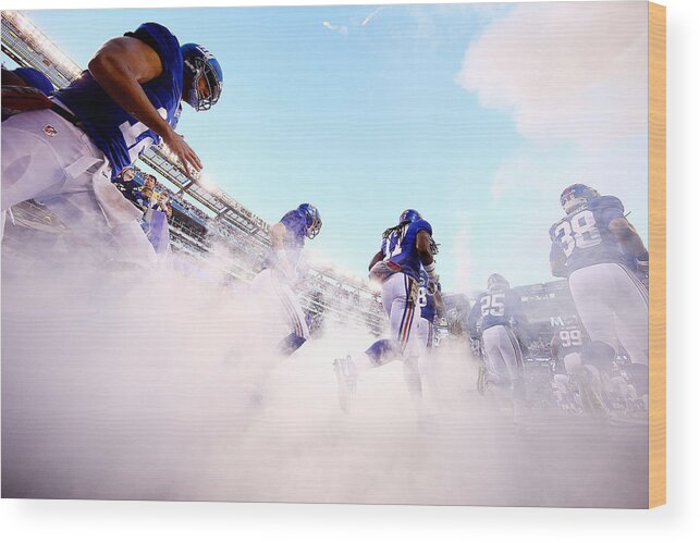 American Football Wood Print featuring the photograph New England Patriots v New York Giants #9 by Al Bello