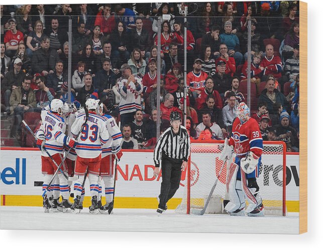 People Wood Print featuring the photograph New York Rangers v Montreal Canadiens #9 by Minas Panagiotakis