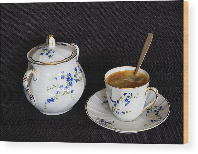 Coffee Wood Print featuring the photograph A coffee cup - 2 by Paul MAURICE