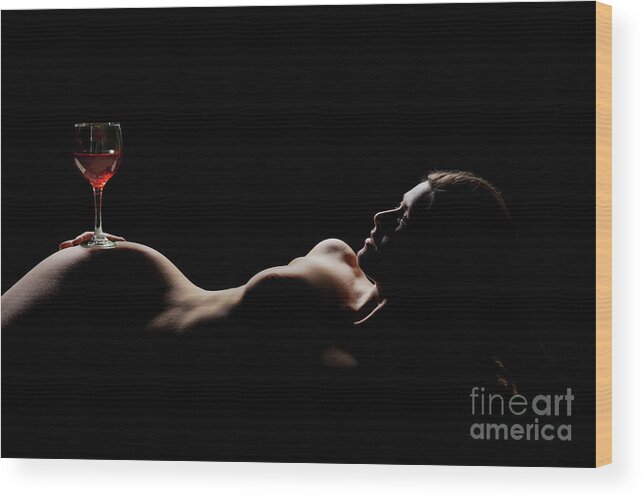 Adult Wood Print featuring the photograph A Girl and Her Wine by Ed Taylor