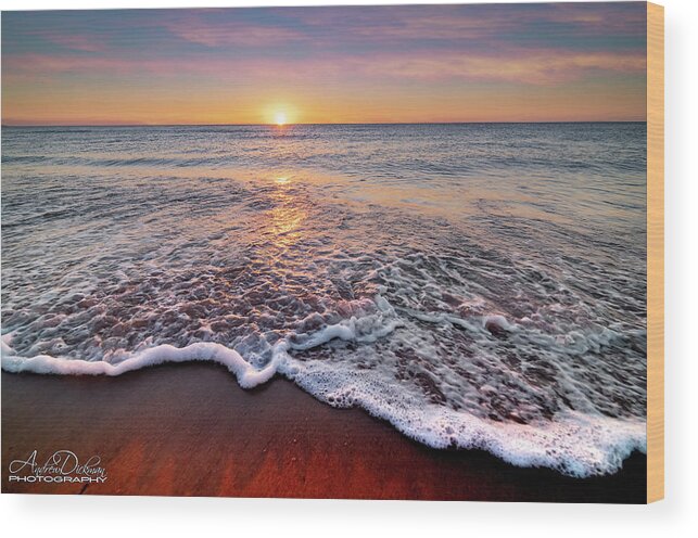 Sunset Wood Print featuring the photograph A L O N E by Andrew Dickman