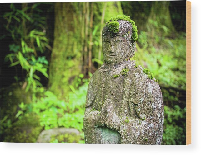 Japan Wood Print featuring the photograph A lost statue in Nikko's forest. Japan by Lie Yim