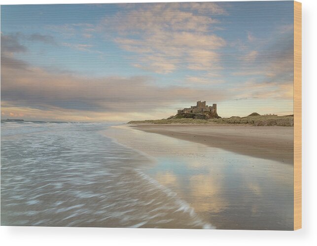 Bamburgh Wood Print featuring the photograph A lovely end - Bamburgh Beach and Castle by Anita Nicholson