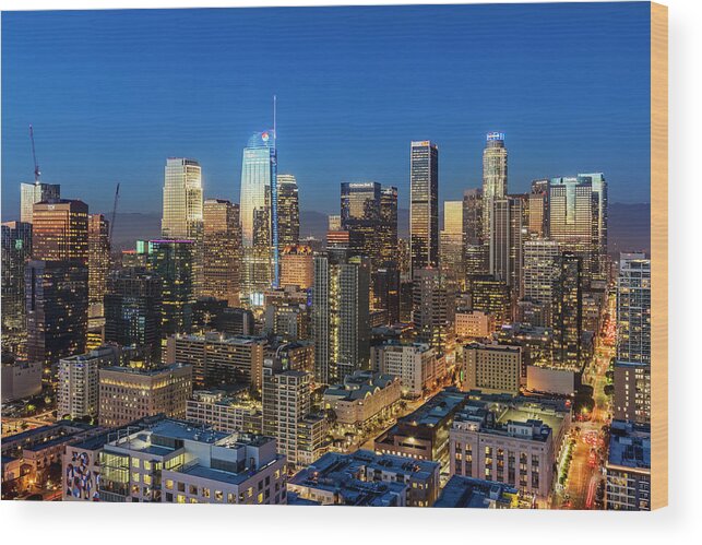 Los Angeles Wood Print featuring the photograph A night in L A by Kelley King