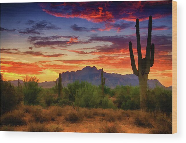 Sunrise Wood Print featuring the photograph A Painted Desert by Saija Lehtonen