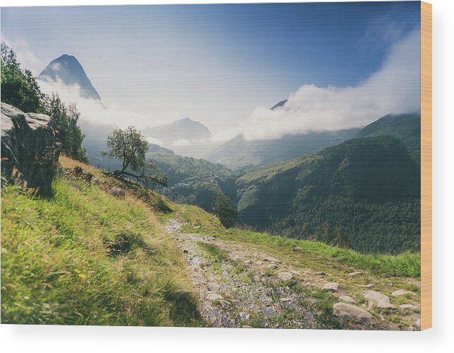 Mountain Wood Print featuring the photograph A Path Among The Mountains by Nicklas Gustafsson