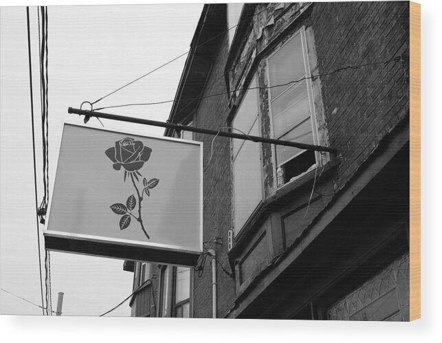 Urban Wood Print featuring the photograph A Rose Sign by Kreddible Trout