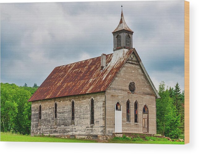New York Wood Print featuring the photograph Abandoned Adirondacks Church by Andy Crawford
