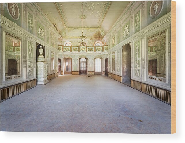 Abandoned Wood Print featuring the photograph Abandoned Green Ballroom by Roman Robroek