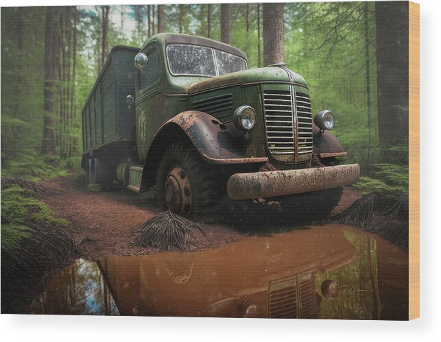 Car Wood Print featuring the digital art Abandoned Hauler by Bill Posner