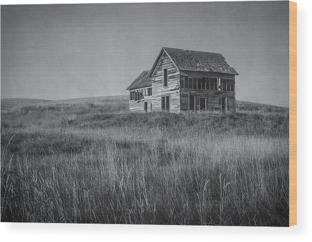 Farm Wood Print featuring the photograph Abandoned House in Rural Countryside by Connie Carr
