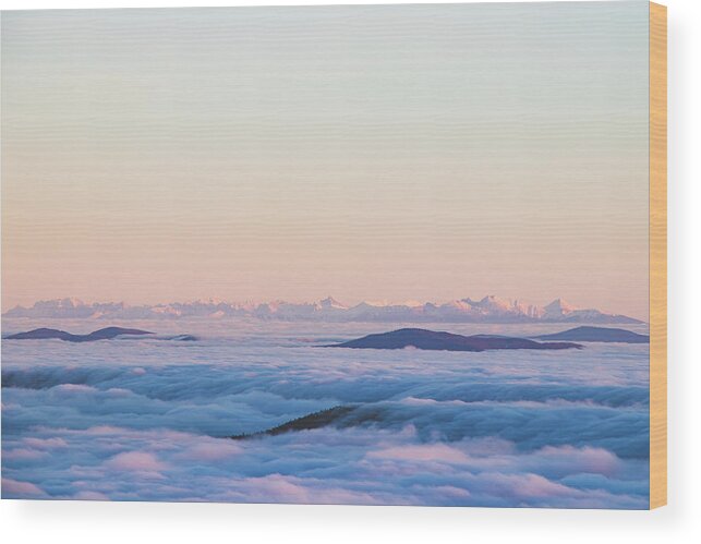 Transportation Wood Print featuring the photograph Above clouds and sunset - High Tatras, Slovakia by Vaclav Sonnek