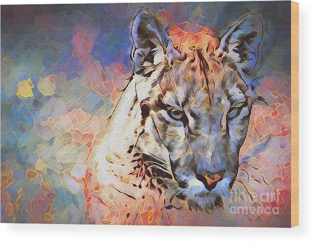 Wildlife Wood Print featuring the photograph Abstract Mountain Cougar by Philip Preston