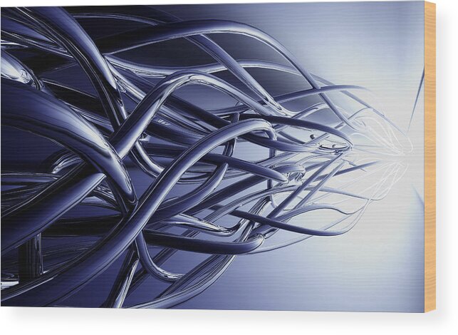 Curve Wood Print featuring the drawing Abstract squiggly lines (Digital) by Chad Baker