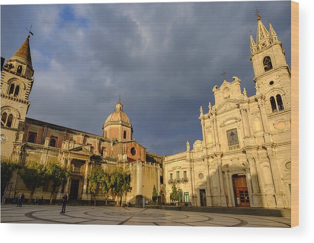 People Wood Print featuring the photograph Acireale, Basilica of Saints Peter and Paul - Sicily, Italy by Orietta Gaspari