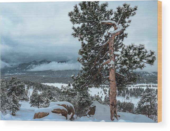 Clouds Wood Print featuring the photograph After the Snow - 0629 by Jerry Owens