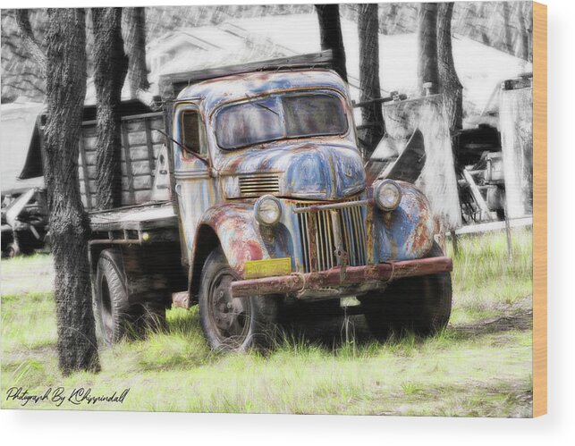 Vintage Truck Photo Prints Wood Print featuring the digital art Aged 01 by Kevin Chippindall
