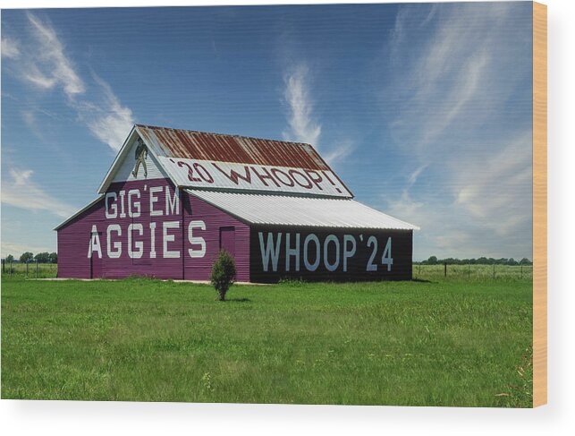 Aggie Barn Wood Print featuring the photograph Aggie Barn by Angie Mossburg