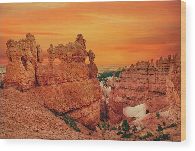 Bryce Canyon Wood Print featuring the photograph Aglow in Bryce Canyon. by Jerry Cahill