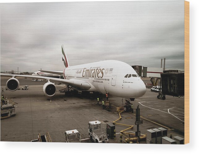 #flying Wood Print featuring the photograph Aircraft Emirates by Angela Carrion Photography